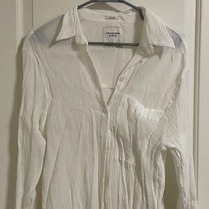 Abercrombie & Fitch Men’s White Textured Button-Down Shirt
